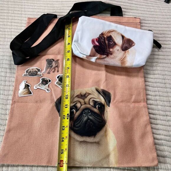Pug Gift Set, Tote Bag, Make Up Bag  & Stickers Decals‎ Christmas Gift - Picture 4 of 6